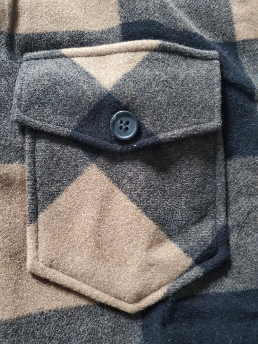 Woolx Sawyer Merino Wool Blend Shacket Caramel Black Plaid Loose Fit Small - Picture 7 of 16